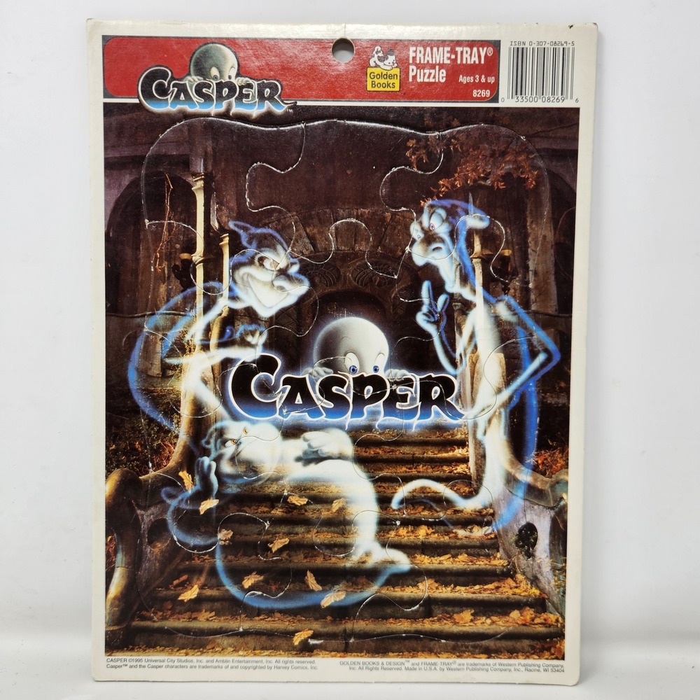 Vintage 1995 Casper the Friendly Ghost Golden Books Frame-Tray Puzzle 8269 USA
